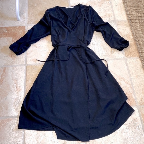 JUSTFAB- True Wrap Dress Womens Black midi Office Career lined XXL plus size - Picture 2 of 10